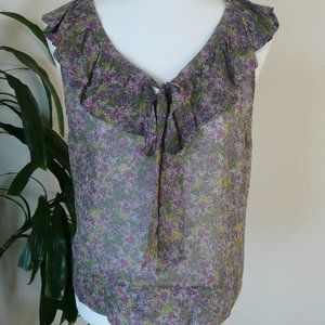 Anthropologie - Fei brand, Silk Gray/Purple/Green Sleeveless Top - Sz 6